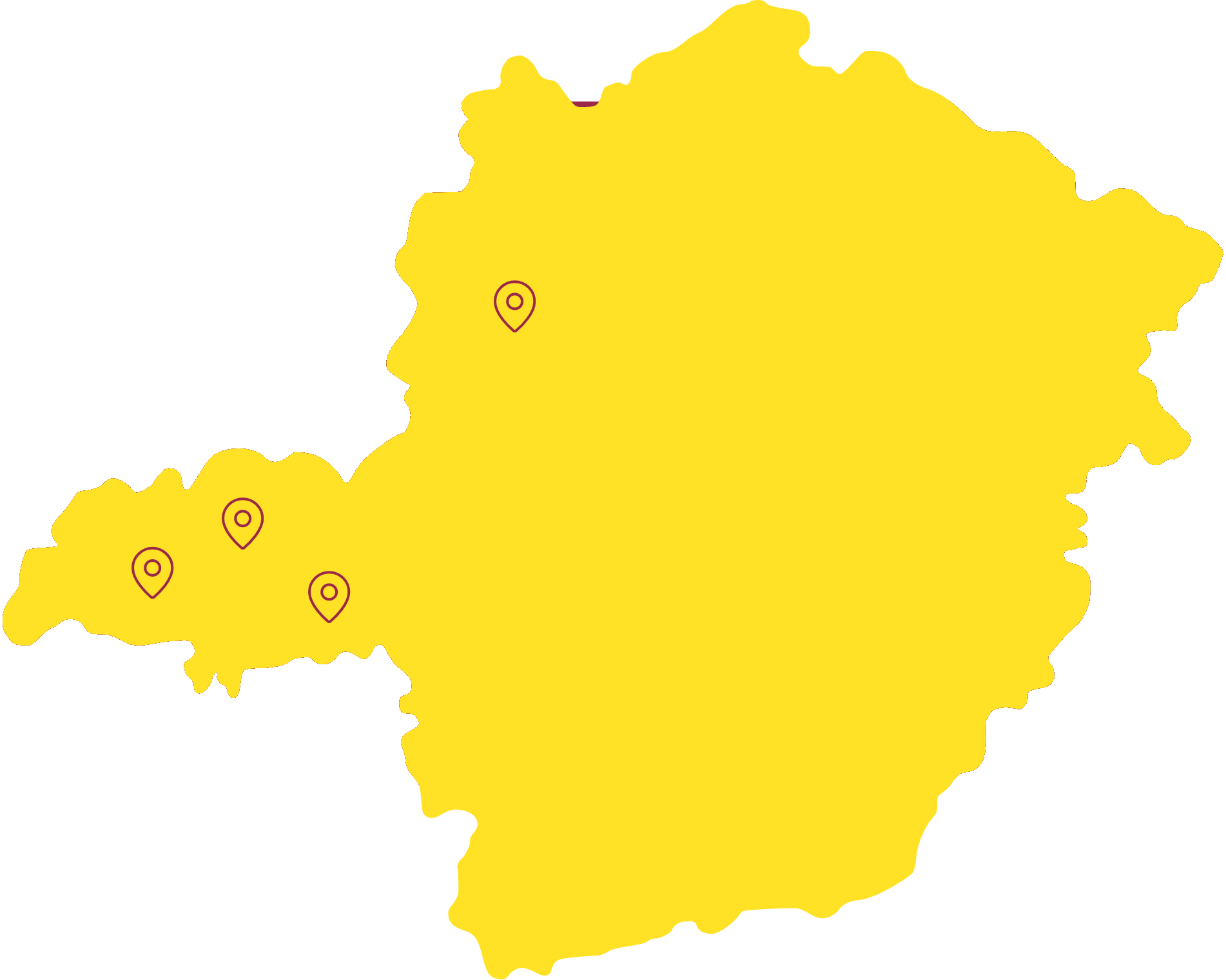 Mapa de Minas Gerais com a área de atuação da Petroleum